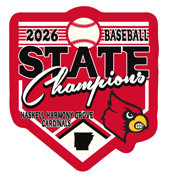 Haskell Harmony Grove Cardinals 2026 State Champs Baseball Car Decal