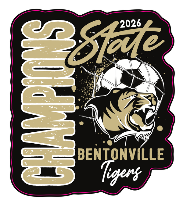 Bentonville Tigers 2026 Boys Soccer State Champs Car Decal
