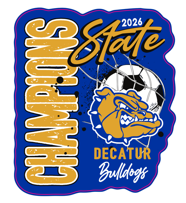 Decatur Bulldogs 2026 Boys Soccer State Champs Car Decal