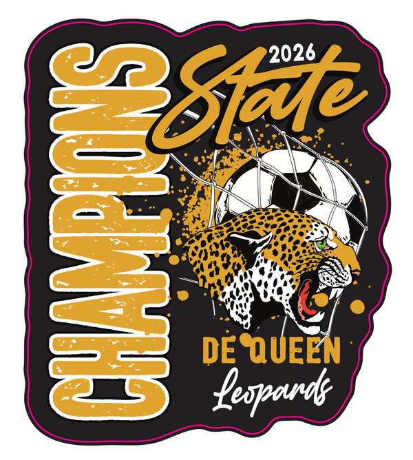 DeQueen Leopards 2026 Boys Soccer State Champs Car Decal