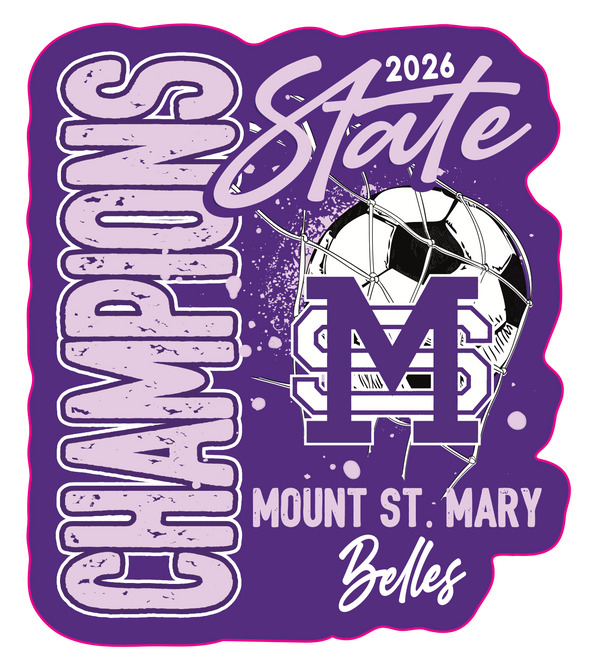 Mount St. Mary Academy Belles 2026 Girls Soccer State Champs Car Decal