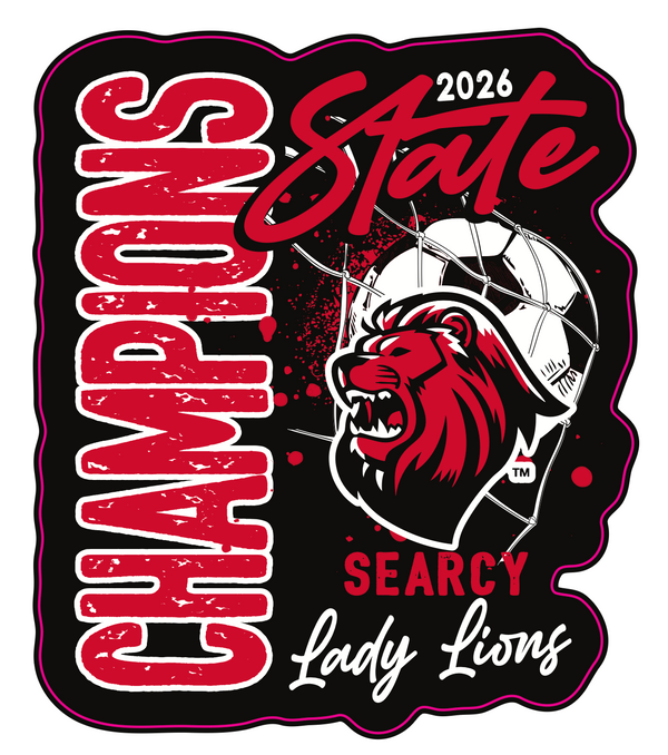 Searcy Lions 2026 Girls Soccer State Champs Car Decal