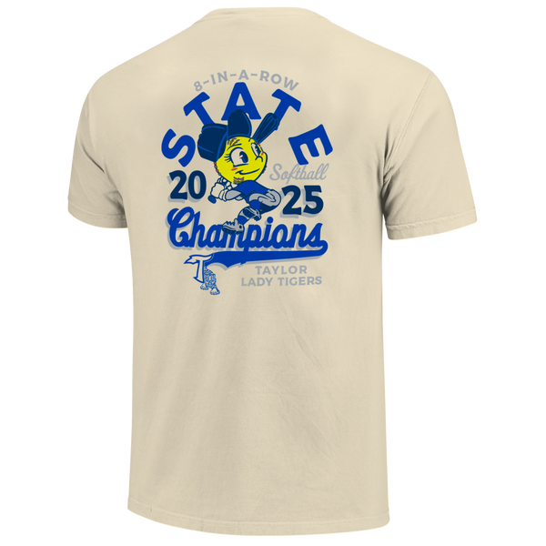 Taylor Tigers 2025 Softball Swing State Champs Short Sleeve Comfort Color T-Shirt