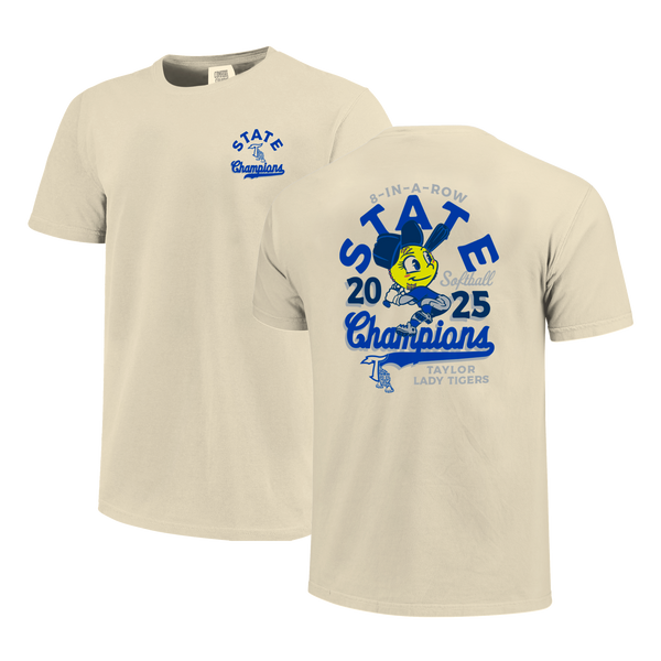 Taylor Tigers 2025 Softball Swing State Champs Short Sleeve Comfort Color T-Shirt