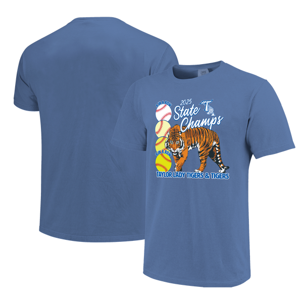 Taylor Tigers 2025 Taylor Champs Tiger Short Sleeve Comfort Color T-Shirt