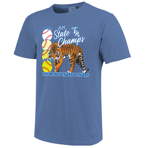 Taylor Tigers 2025 Taylor Champs Tiger Short Sleeve Comfort Color T-Shirt