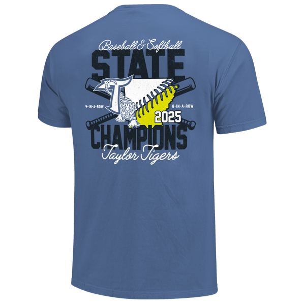 Taylor Tigers 2025 Double State Champions Short Sleeve Comfort Color T-Shirt