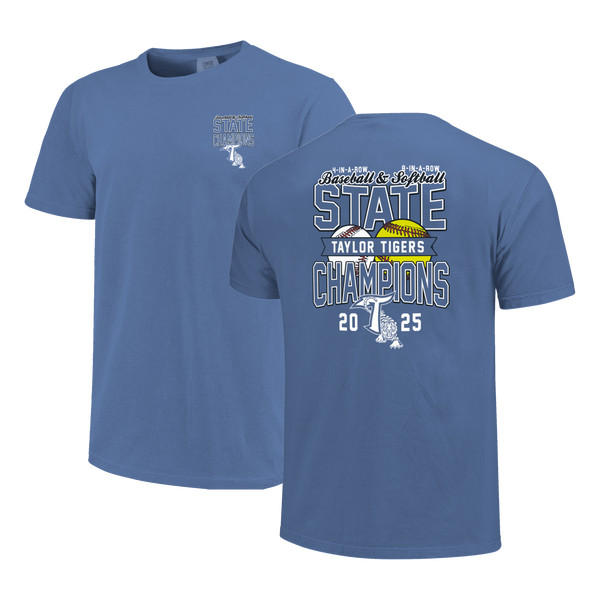 Taylor Tigers 2025 Double Champions Arch Short Sleeve Comfort Color T-Shirt