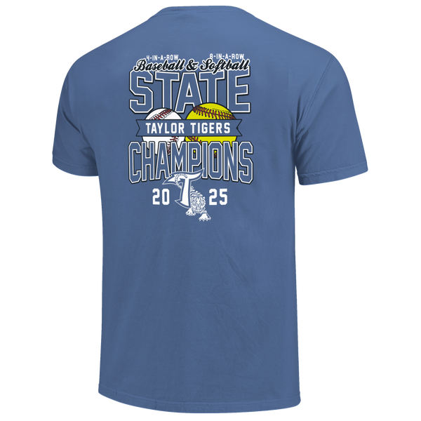 Taylor Tigers 2025 Double Champions Arch Short Sleeve Comfort Color T-Shirt