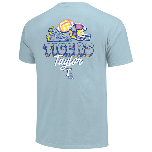 Taylor Tigers Floral Football Comfort Color T-Shirt