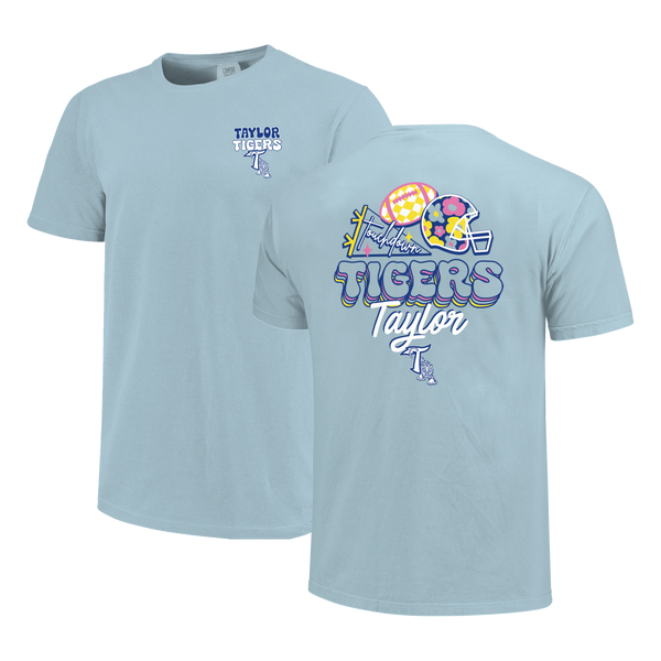 Taylor Tigers Floral Football Comfort Color T-Shirt