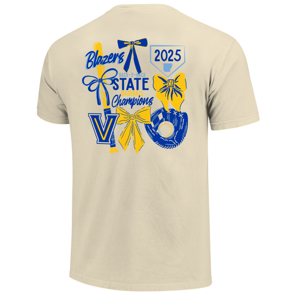 Valley View Blazers 2025 Baseball Bows State Champs Short Sleeve Comfort Color T-Shirt