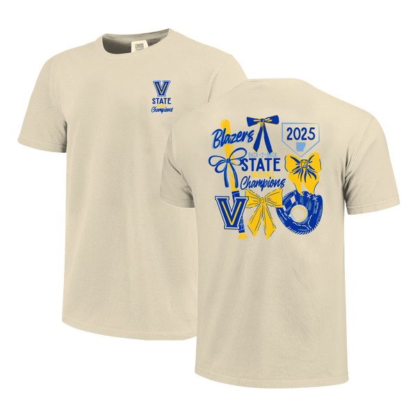 Valley View Blazers 2025 Baseball Bows State Champs Short Sleeve Comfort Color T-Shirt