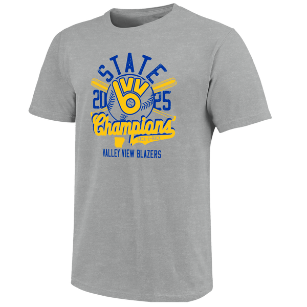 Valley View Blazers 2025 Baseball Champs Script Short Sleeve T-Shirt