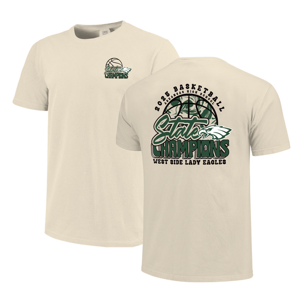 West Side Eagles 2025 State Champions Girls Pattern Short Sleeve Comfort Color T-Shirt